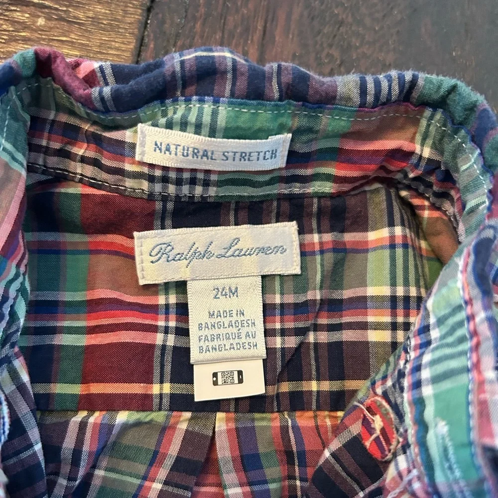 Ralph Lauren Natural Stretch Button Down Plaid Shirt - Red, Green, Blue